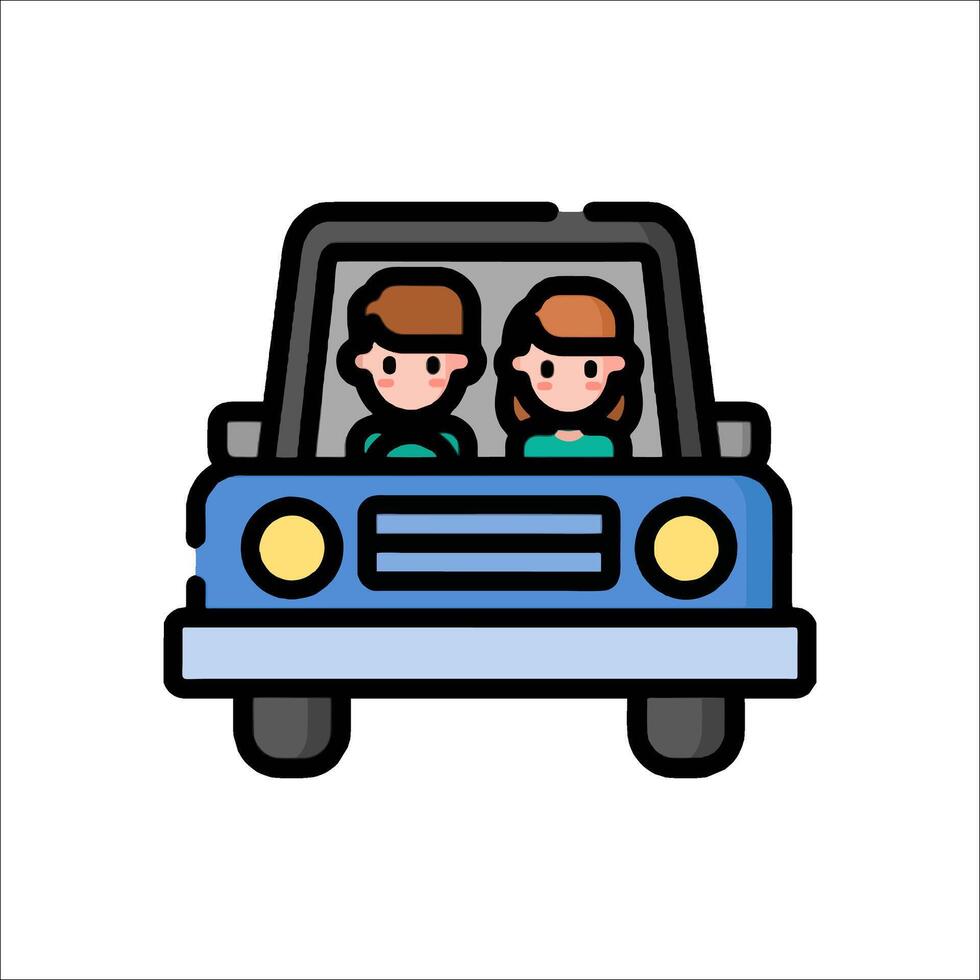 A couple in a car icon vector