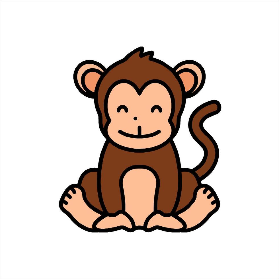 A cartoon monkey sitting on the ground vector