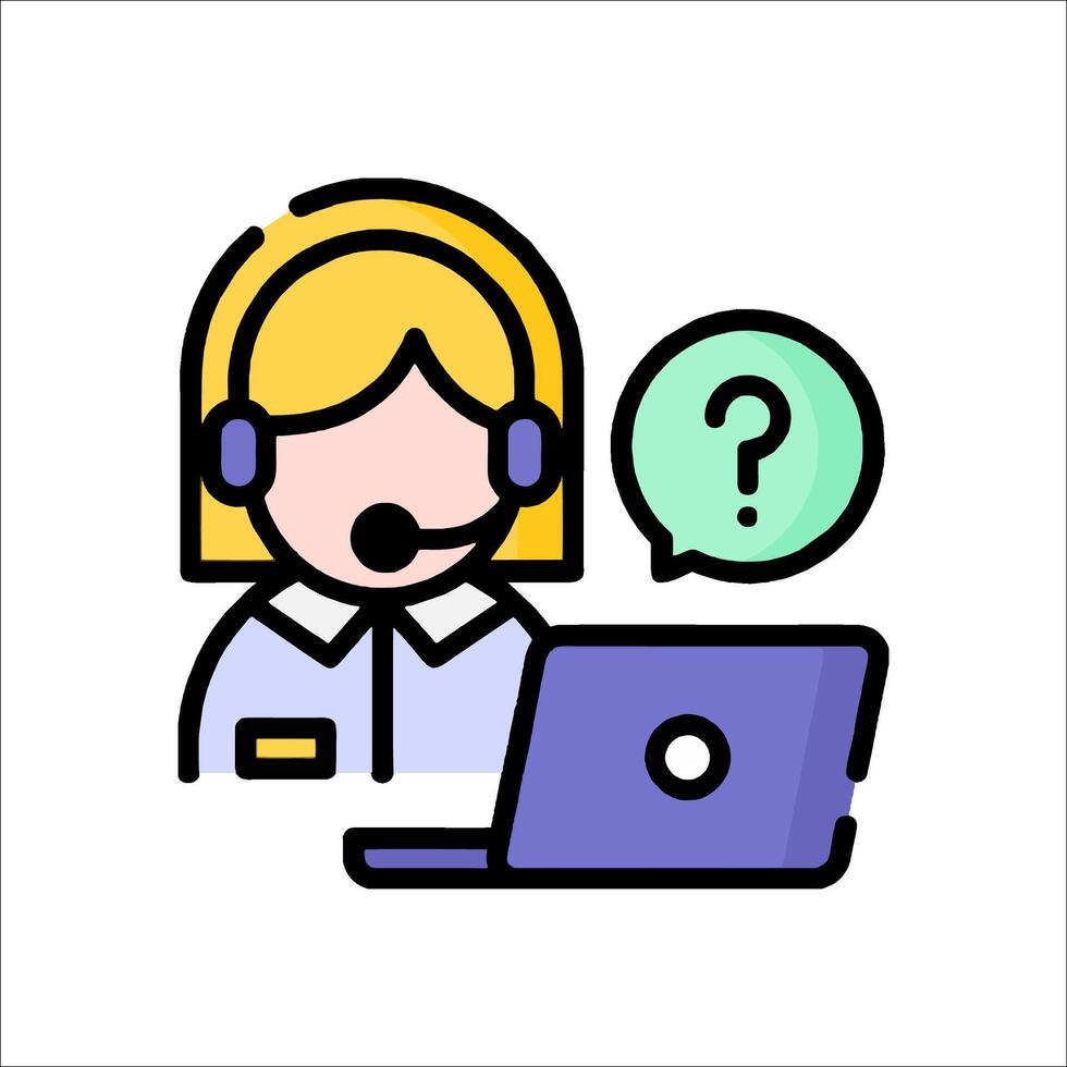 Call center agent with question mark icon vector