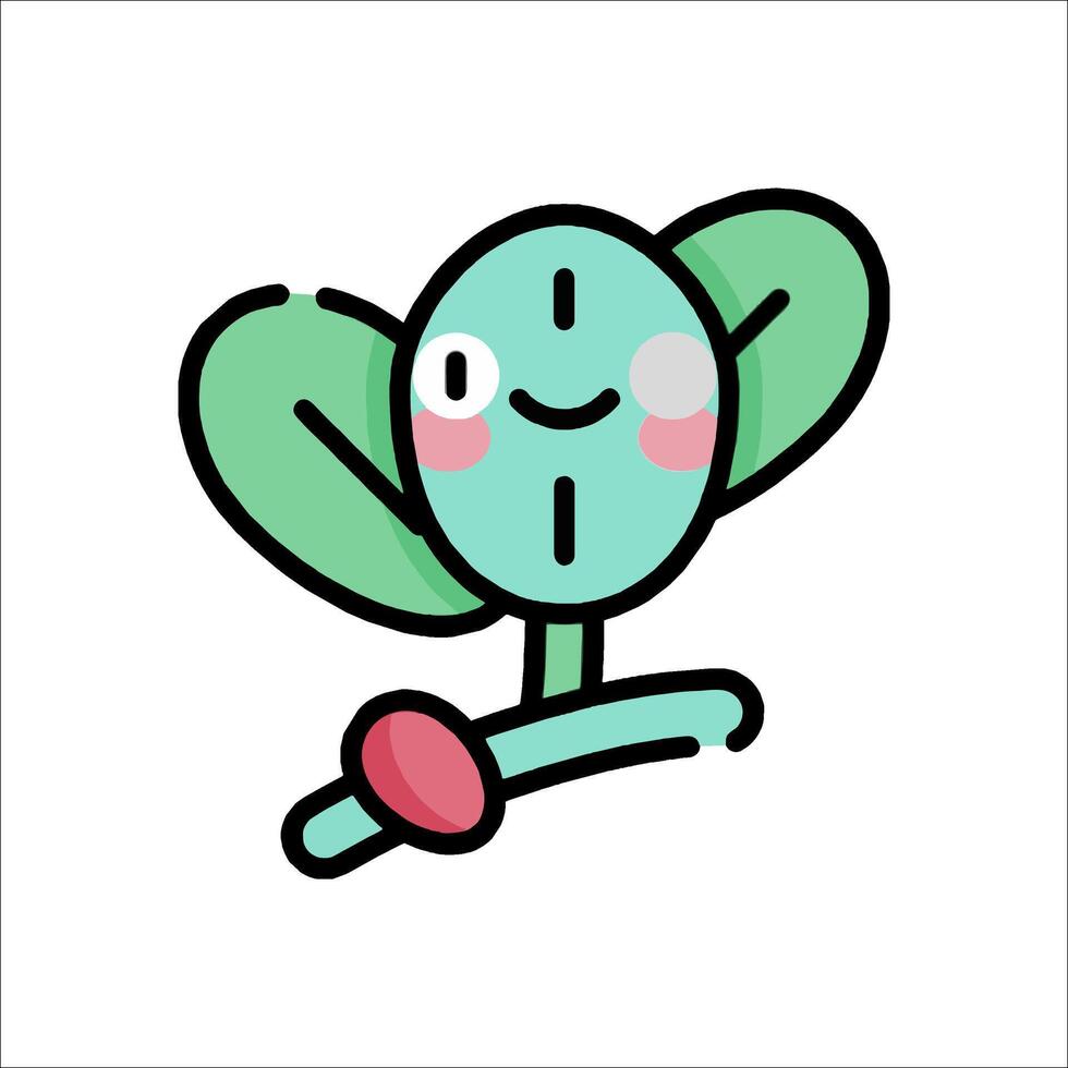 A cartoon plant with a smiley face vector