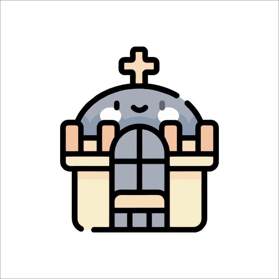 A cartoon castle with a cross on top vector
