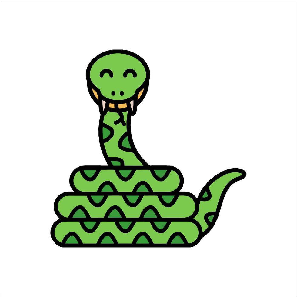 A green snake with a smile on its face vector