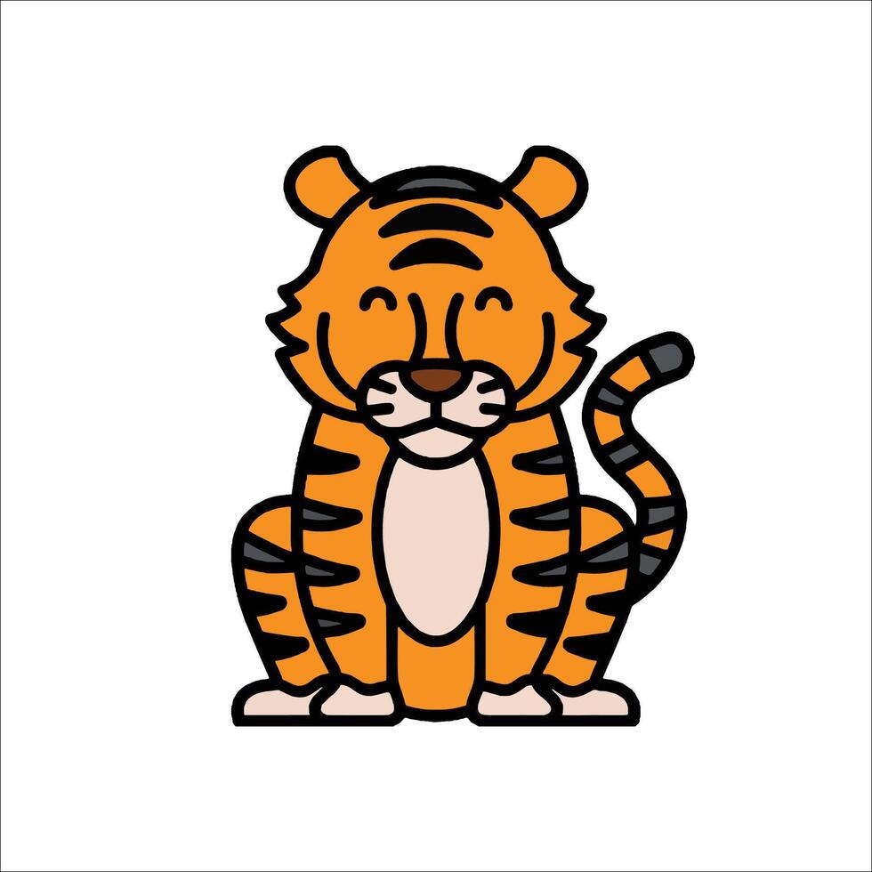 A cartoon tiger sitting down on the ground vector
