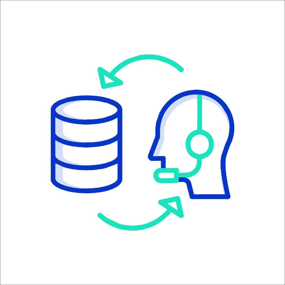 A person with a headset and a data file icon vector