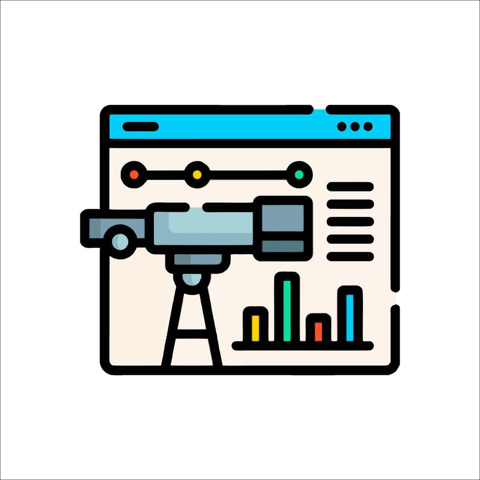 A line drawing of a telescope and a graph vector