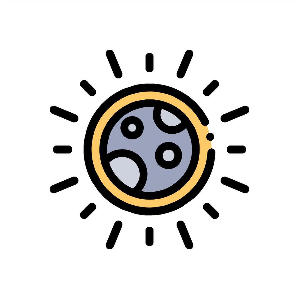 The sun is shining on a moon icon vector