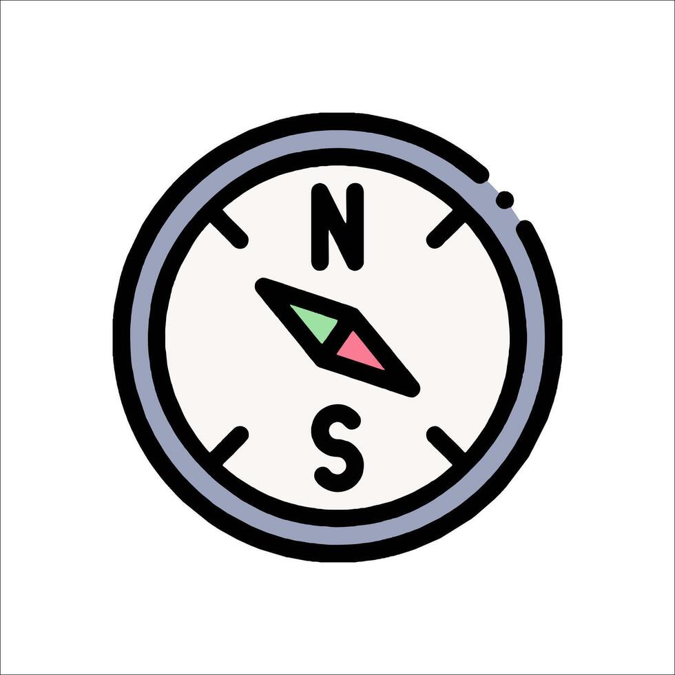 A compass icon with a green arrow pointing to the left vector