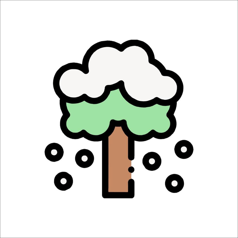 A tree with clouds and snow on it vector