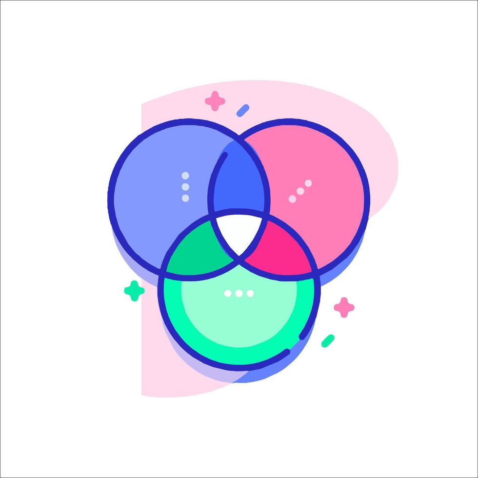 A venn diagram with two circles and a dot vector
