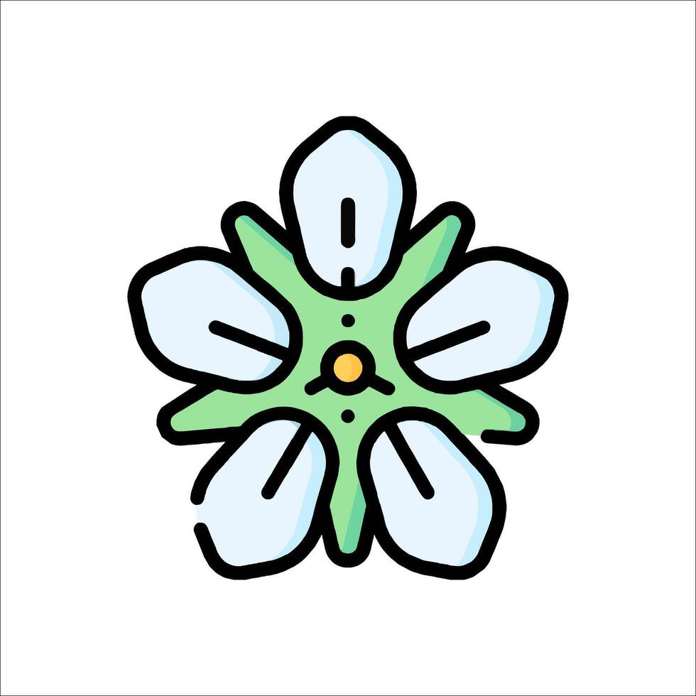 A flower icon with a green stem and yellow petals vector