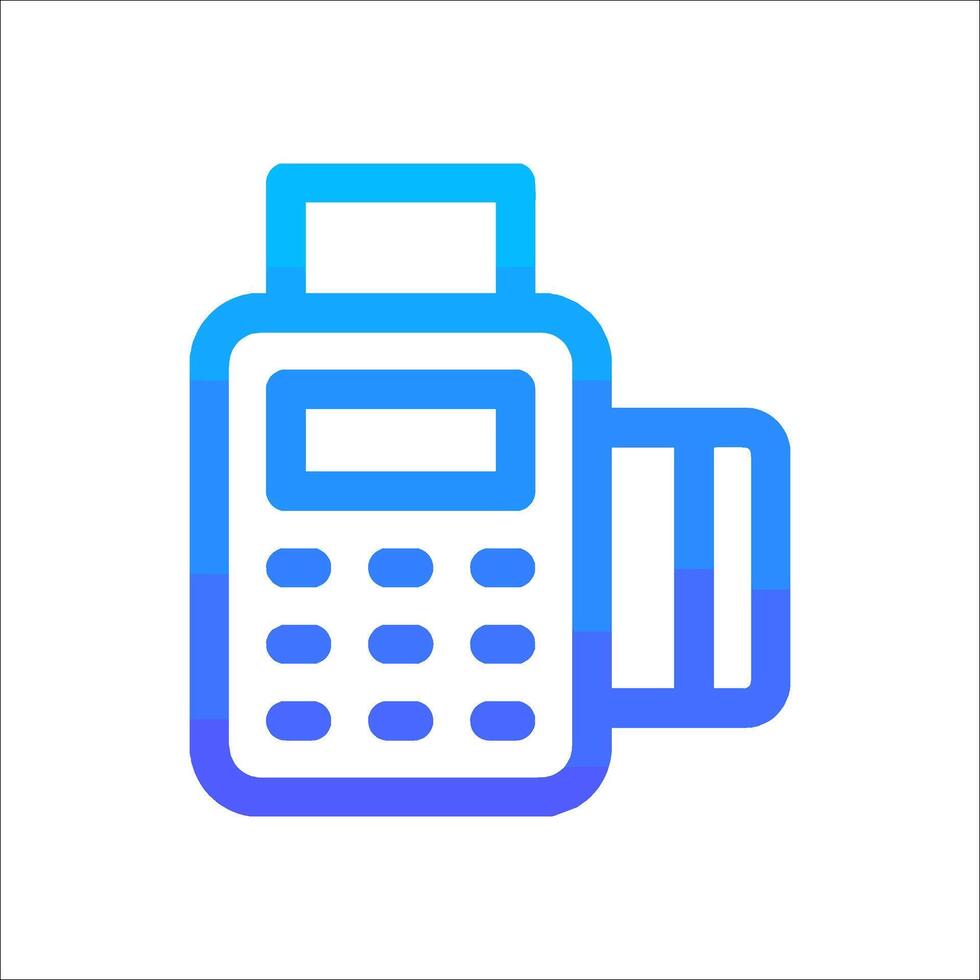 A blue and white icon of a cash register vector