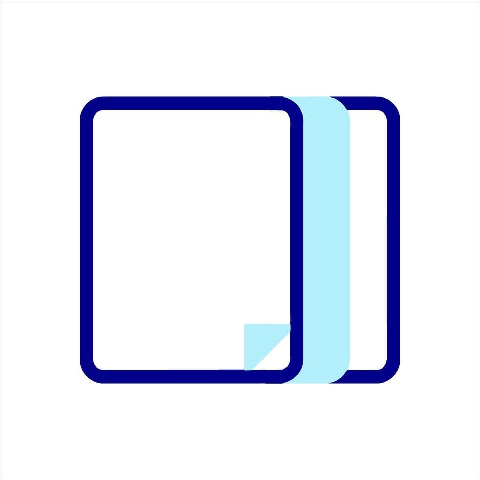 A blue and white icon of a book vector