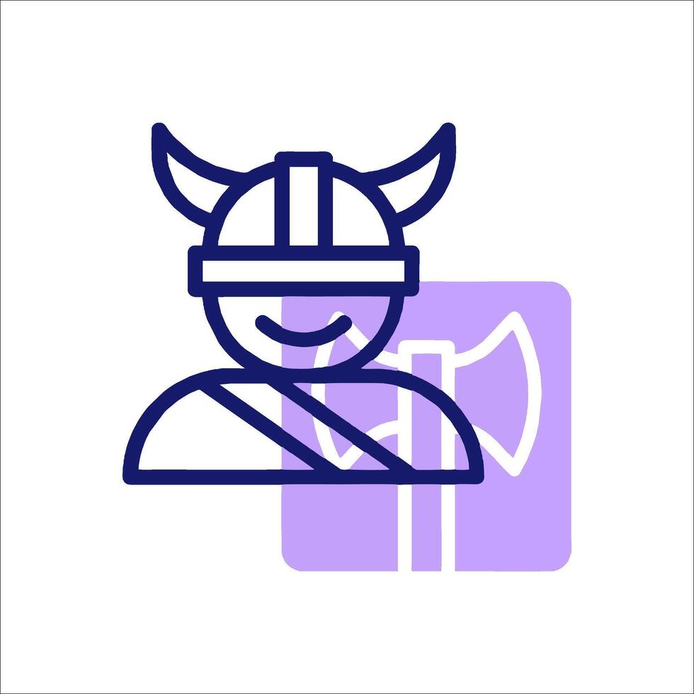 A viking icon with a hammer and axe vector