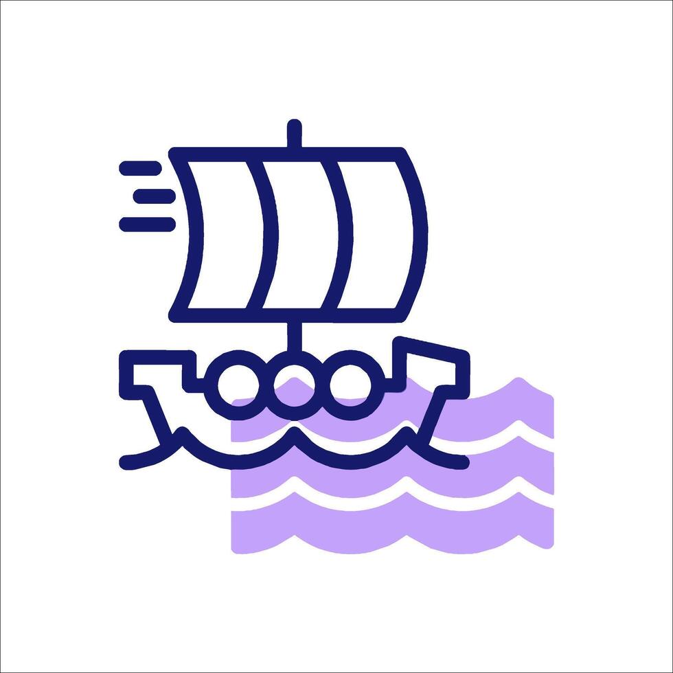 A boat with sails on it is floating in the water vector
