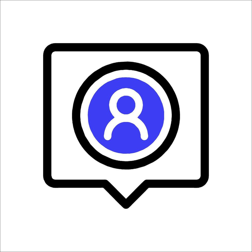 A blue and white icon of a person with a circle vector
