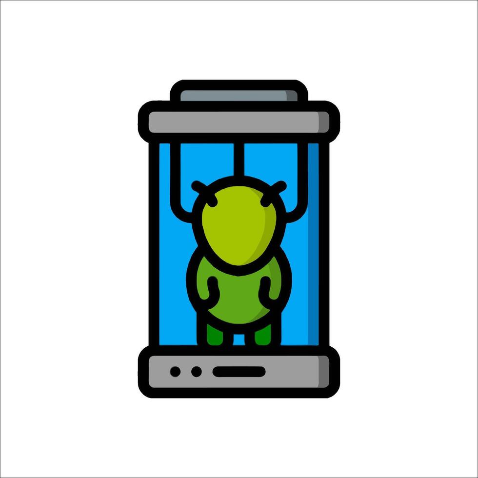 An icon of a green alien inside a cell phone vector