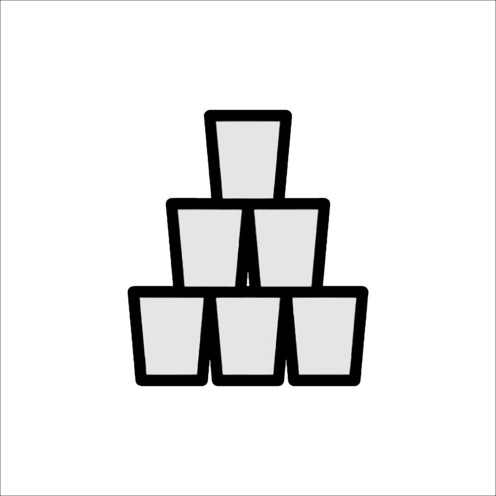 A black and white illustration of a stack of cups vector