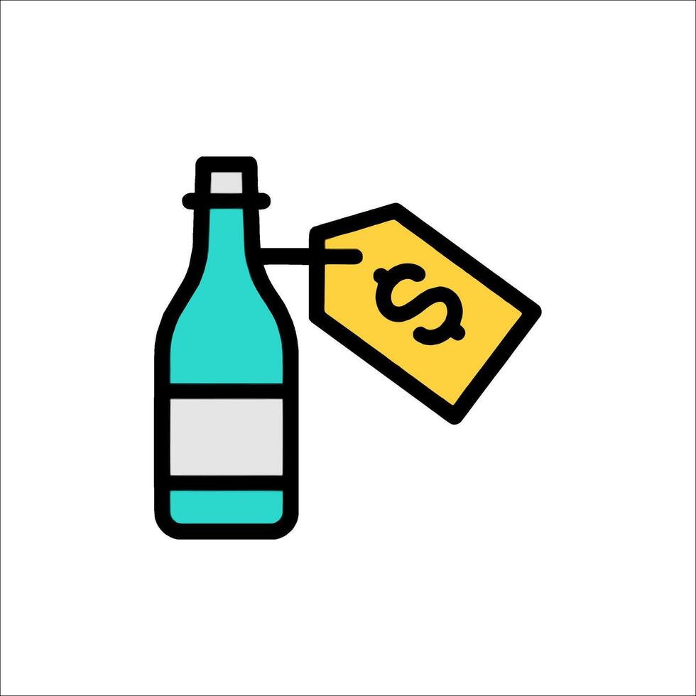 A bottle of wine with a price tag on it vector