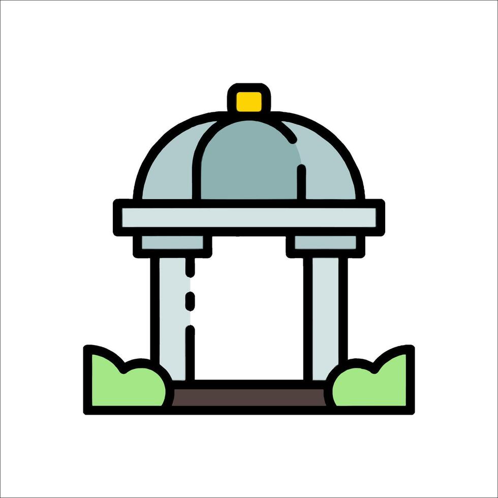 A small building with a dome on top vector