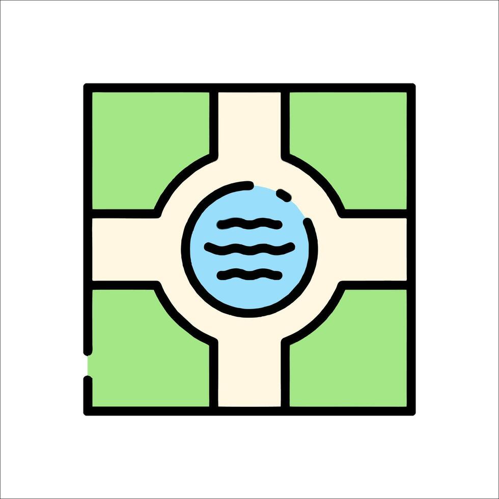 A square with a water fountain in the middle vector