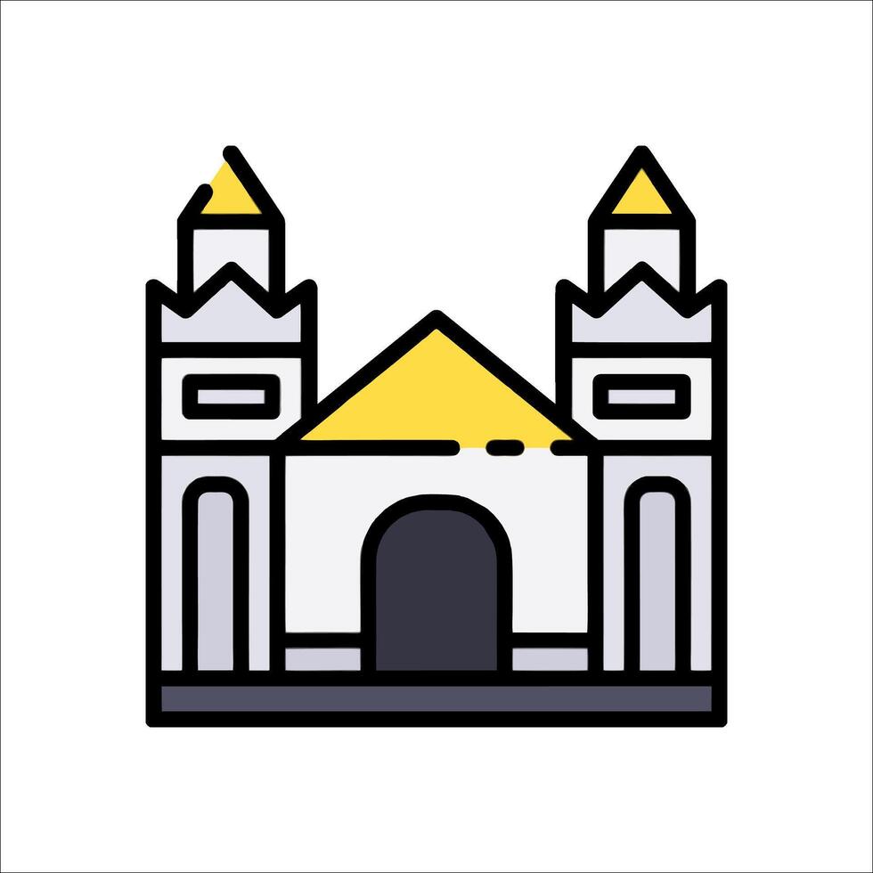 A church icon with yellow and black colors vector