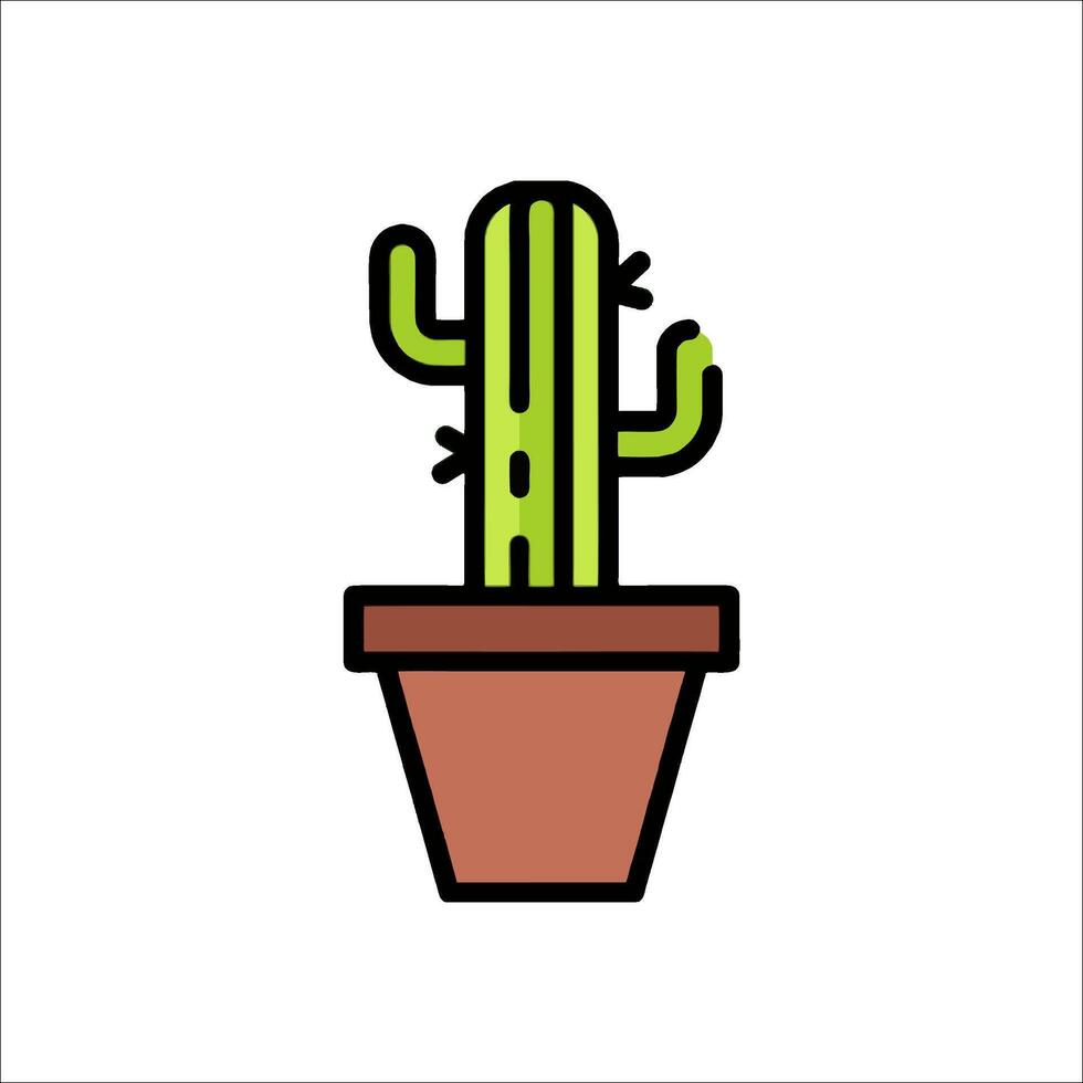 Cactus plant icon in pot on white background vector