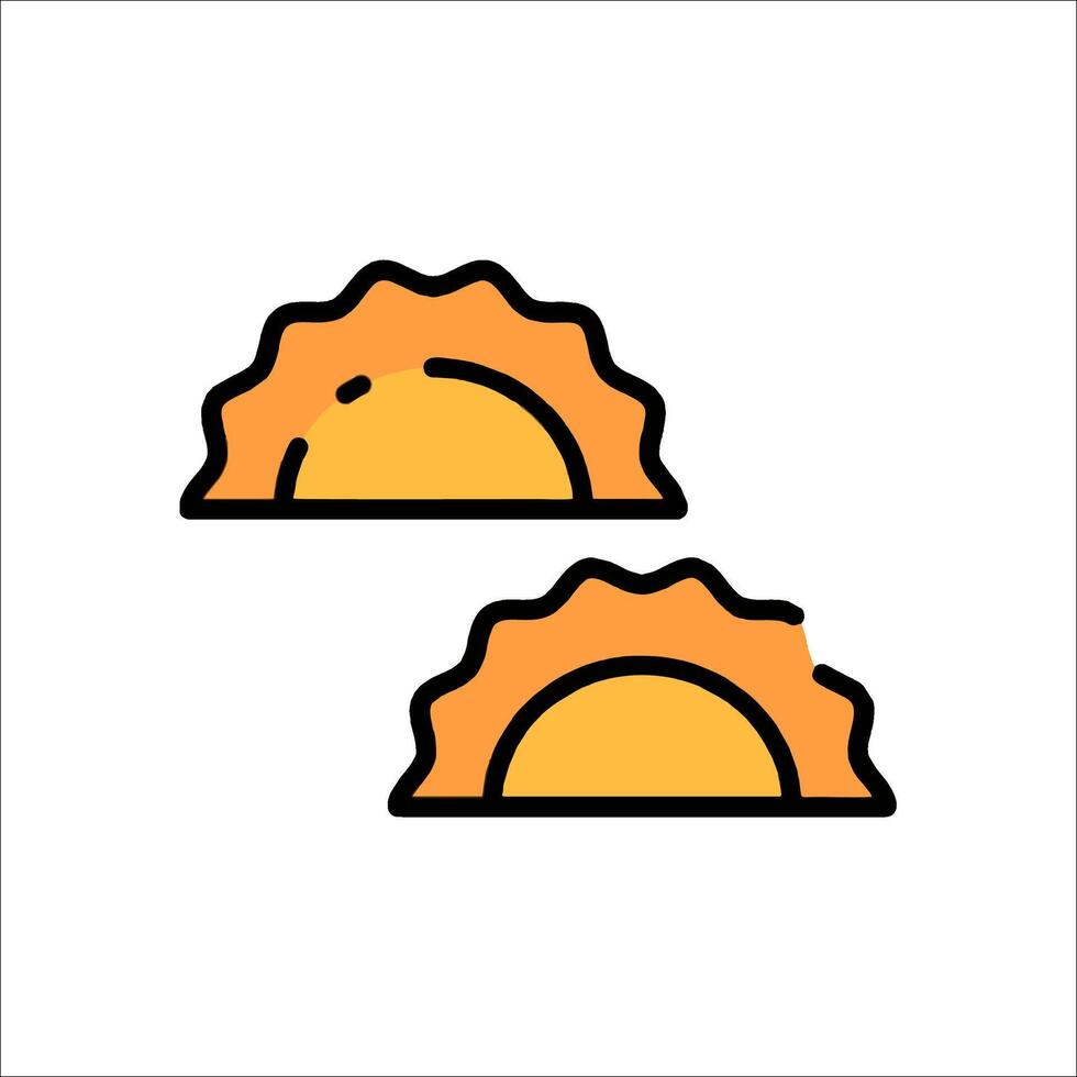 Two tacos on a white background with a sun in the middle vector