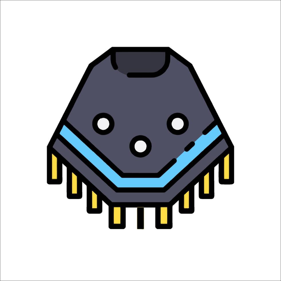 A chip with a blue and black design vector