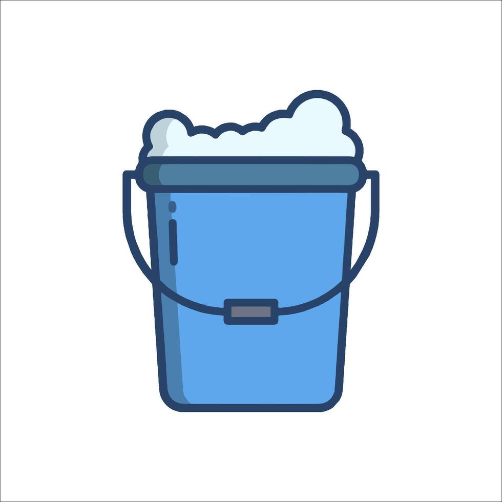 Bucket of water with soap and brush icon illustration vector