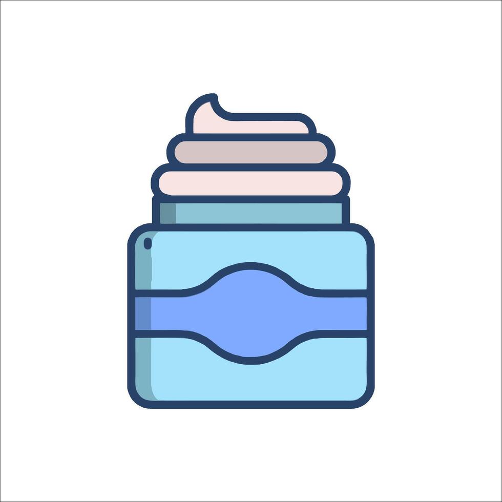 A jar of cream with a blue lid vector