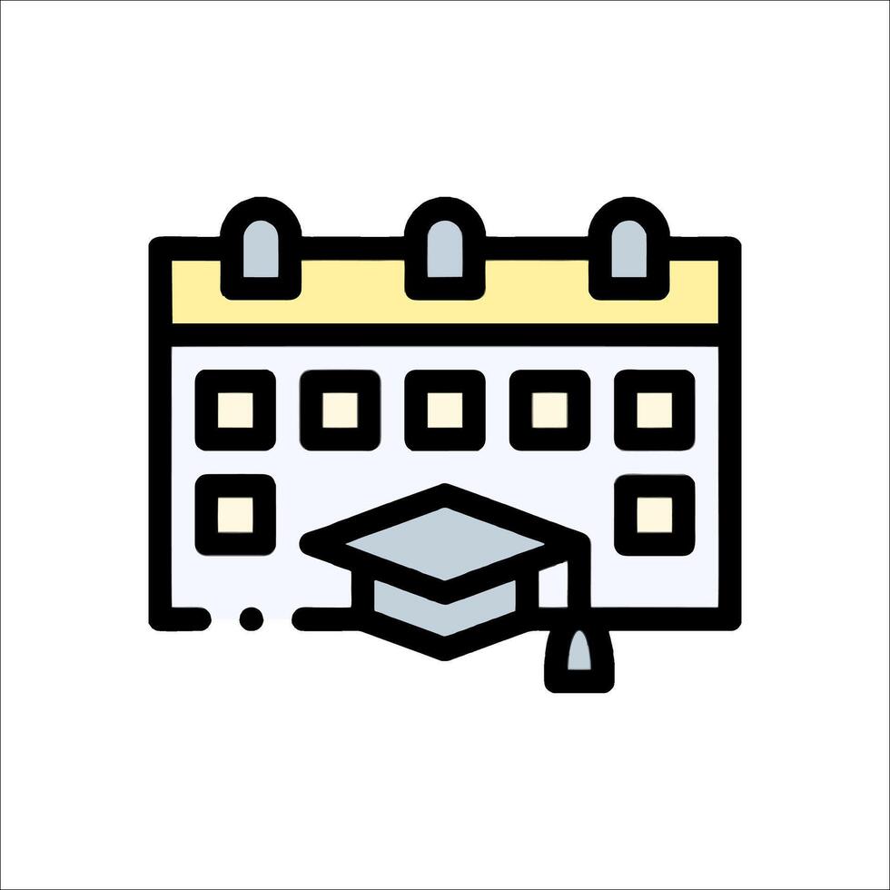 A calendar icon with a graduation cap on it vector