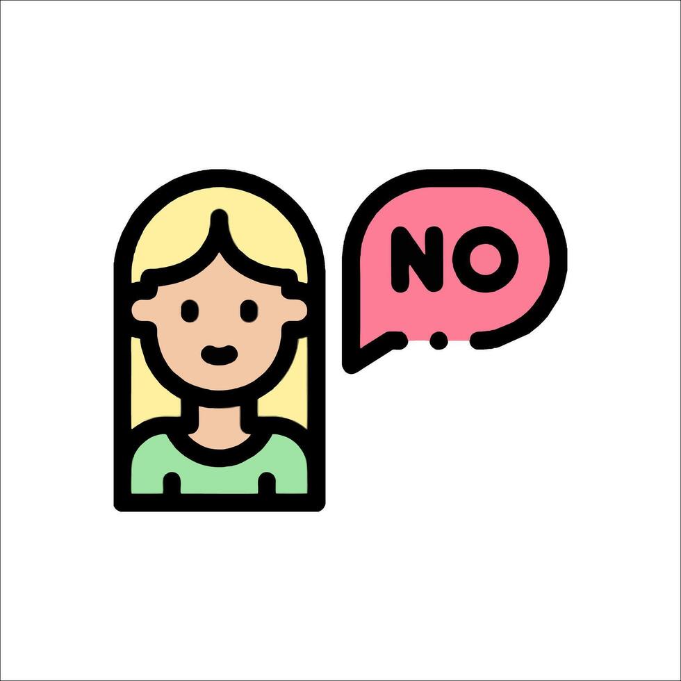 No speech bubble icon with a woman's face vector