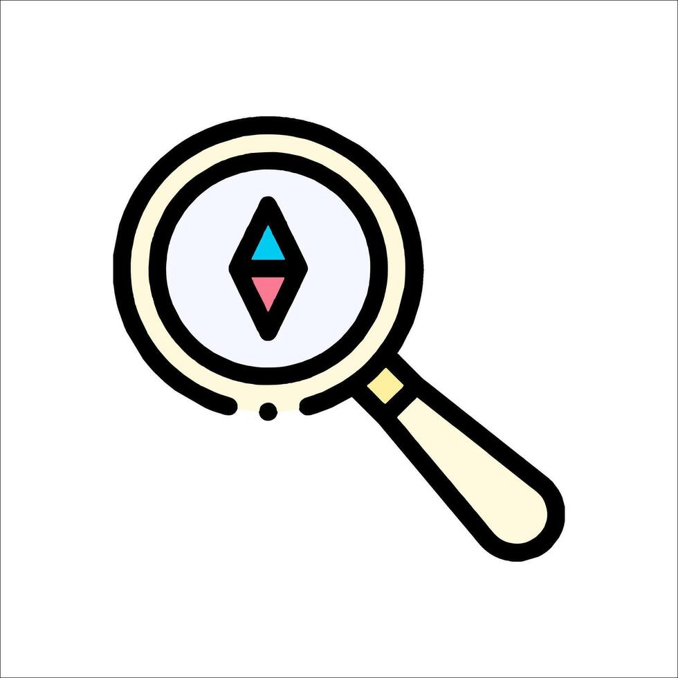 A magnifying glass with a diamond on it vector