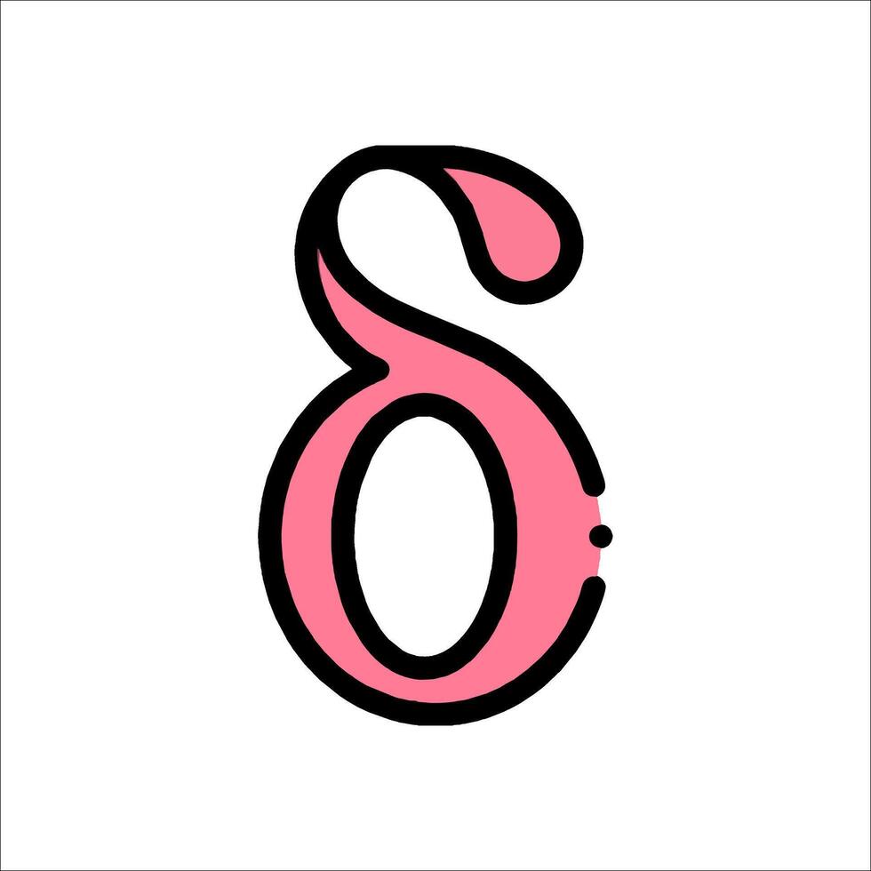 The number eight is made up of pink and black vector