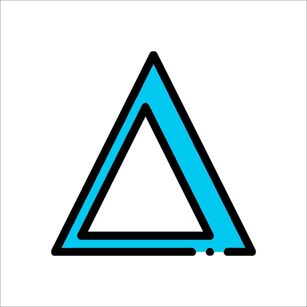 A blue triangle with a black outline vector
