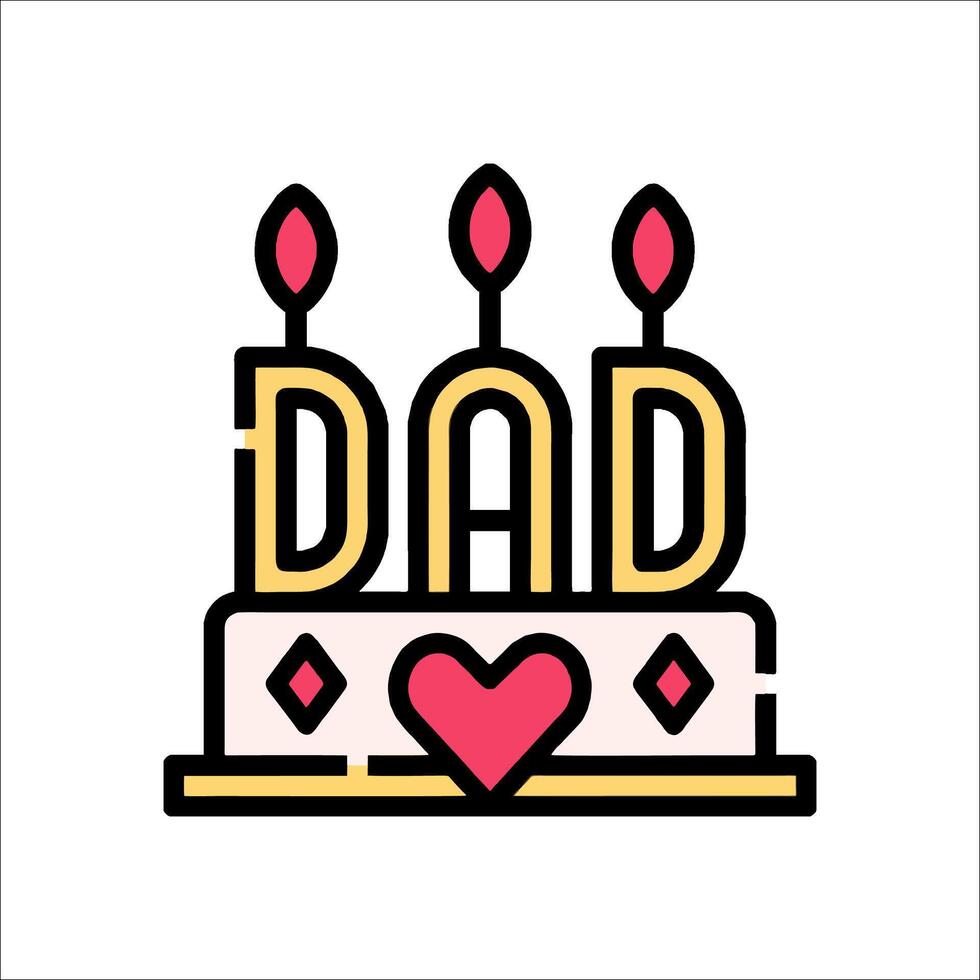 A father's day cake with candles and the word dad vector