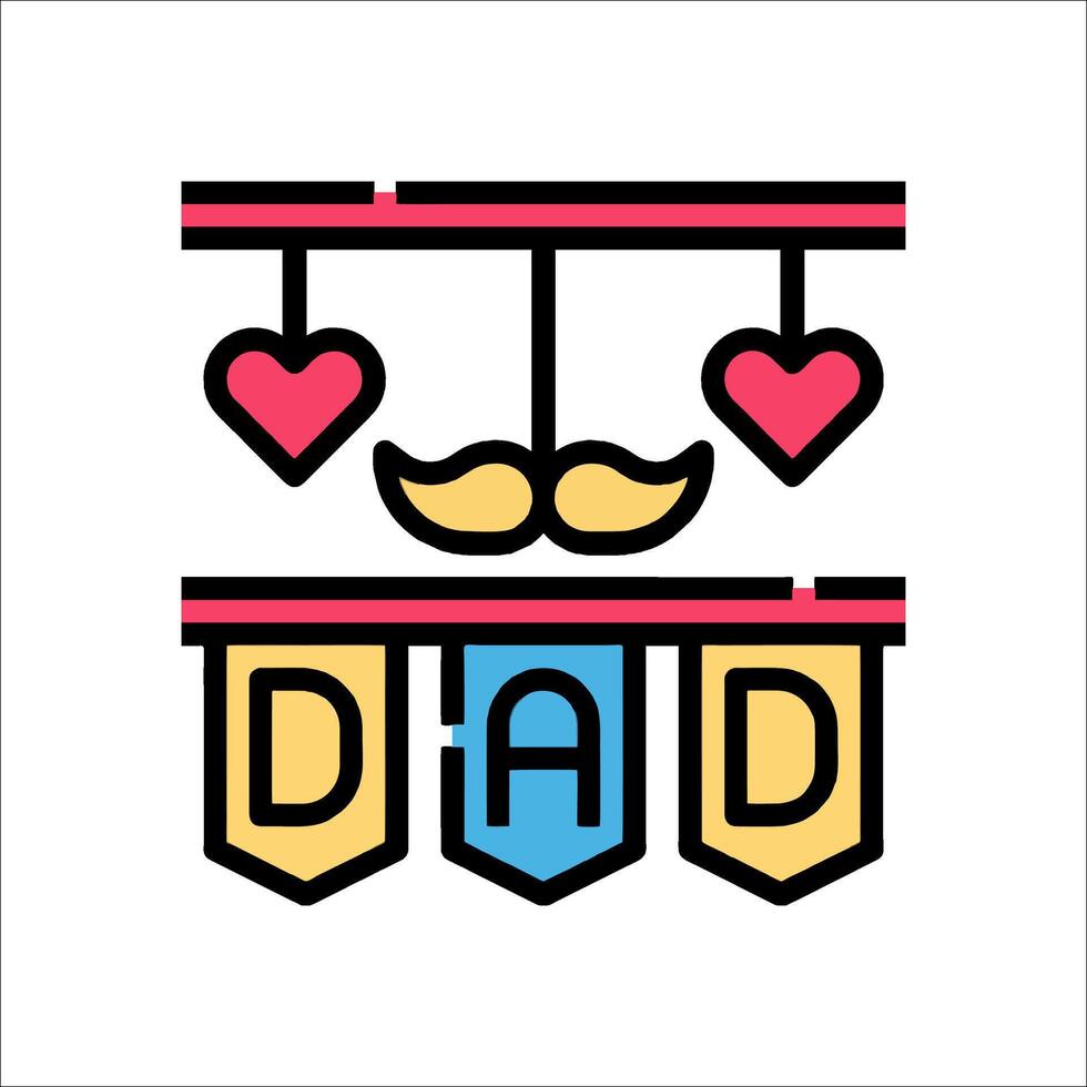 A father's day banner with a mustache and heart vector