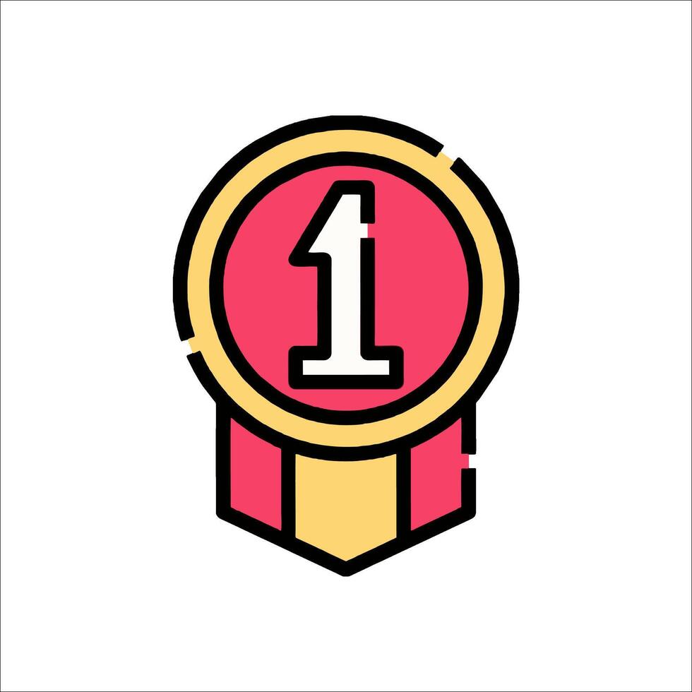 A number one badge with a ribbon around it vector