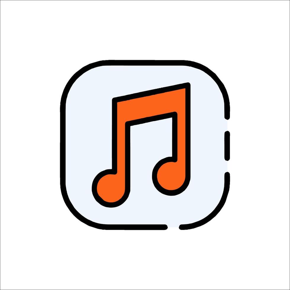Music icon with orange and black music note vector