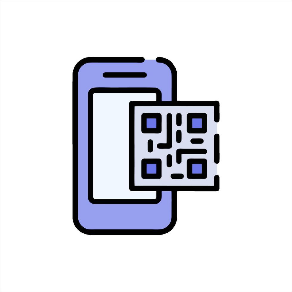 un teléfono con un qr código en eso vector