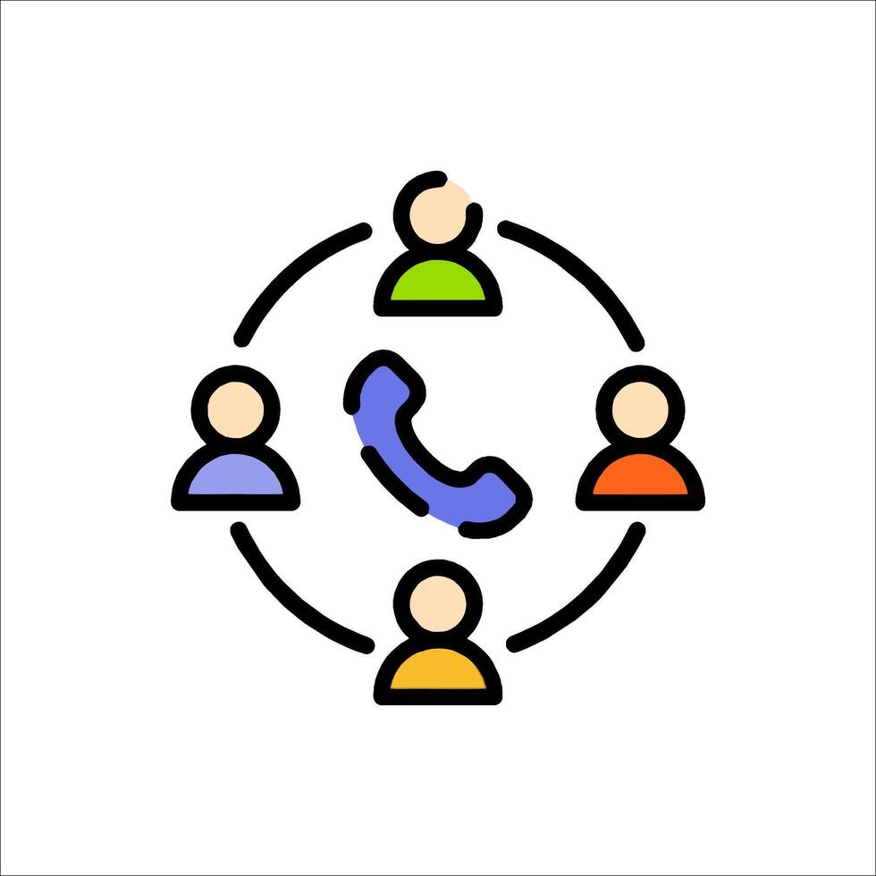 A circle with people around a phone vector