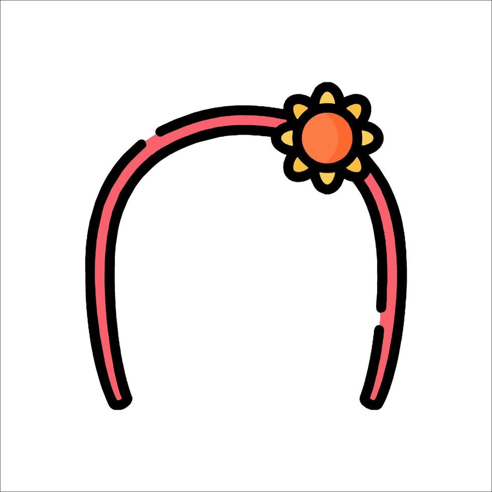 A pink and orange headband with a sunflower on it vector