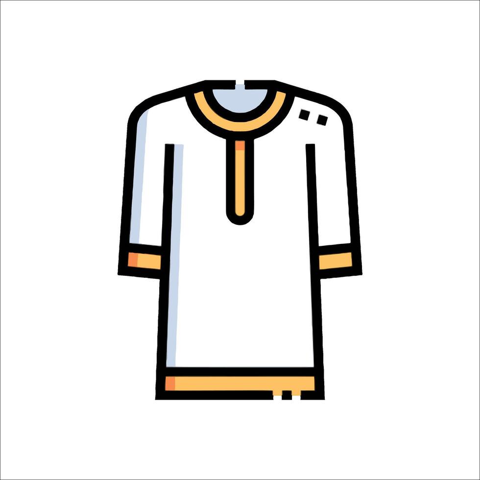An illustration of a white shirt with a yellow collar vector