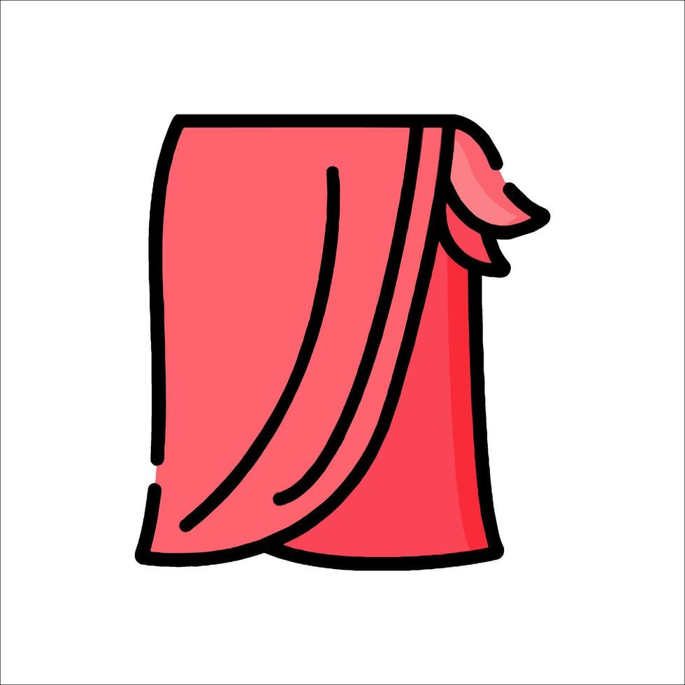 A red curtain with a pink bow on it vector