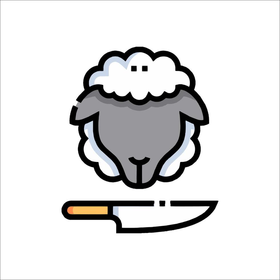 A sheep with a knife and a knife icon vector