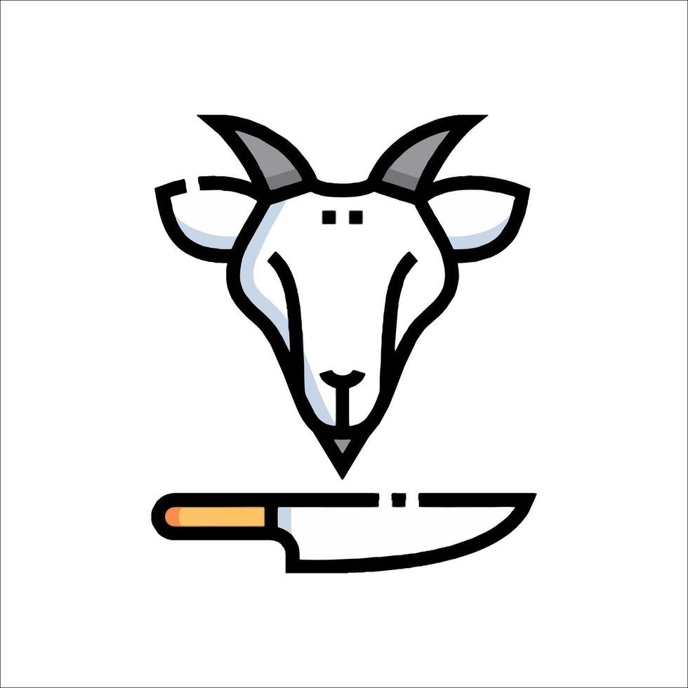 Goat head with knife icon illustration vector