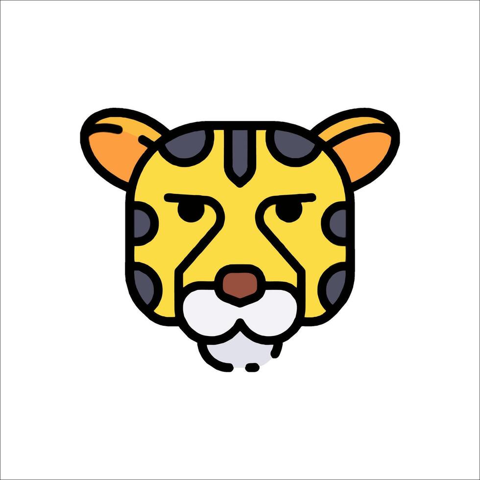 A yellow and black leopard head with a black nose vector