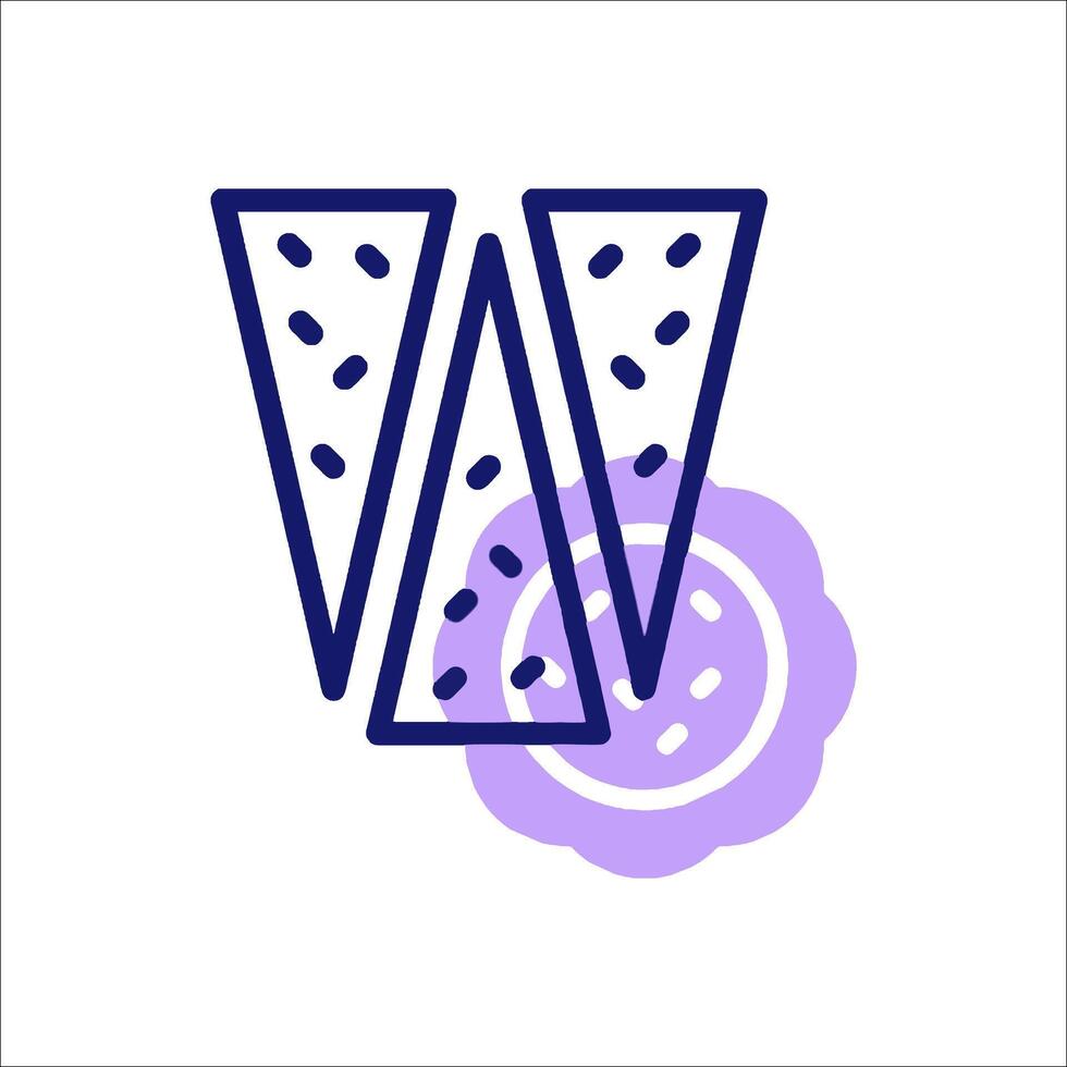 A purple and white logo with a pizza slice vector