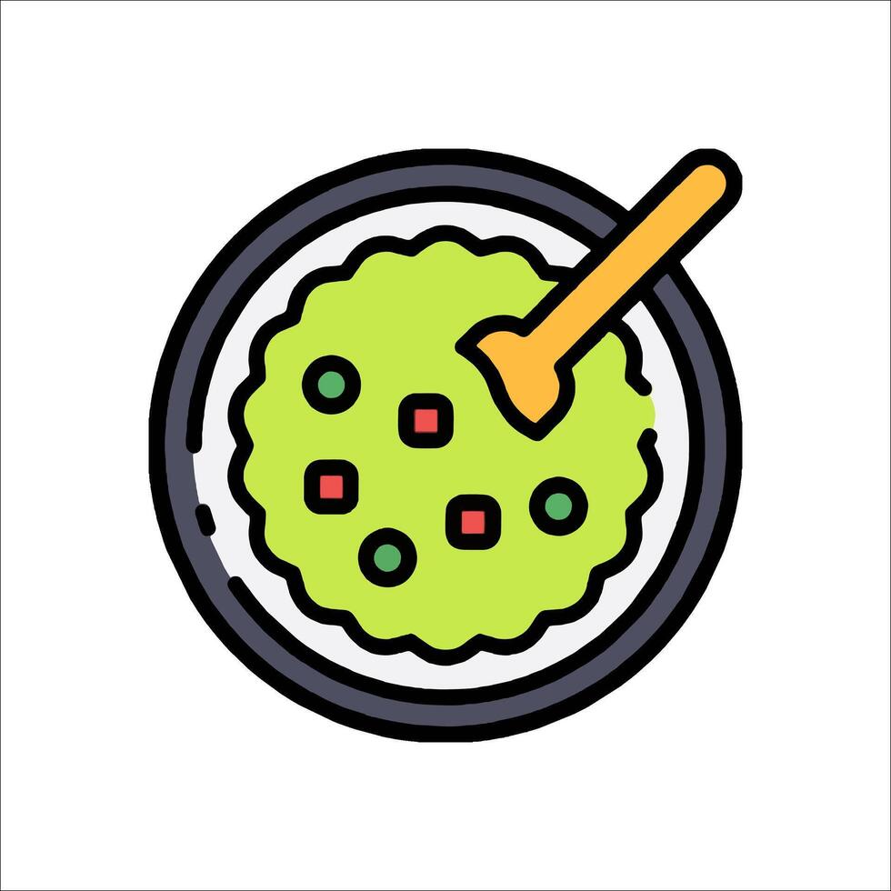 A bowl of green salad with a spoon in it vector