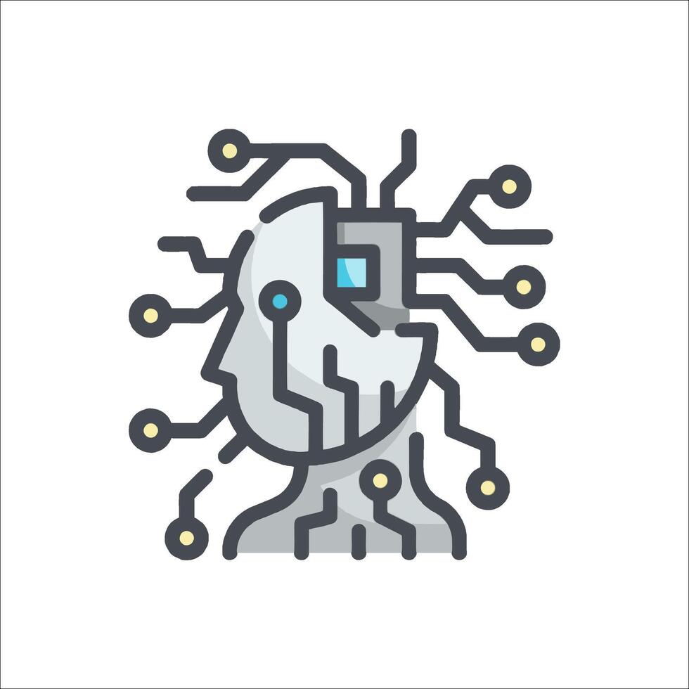 A robot head with a circuit board on it vector